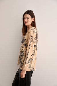 Cardigan Toile de Jouy Beige