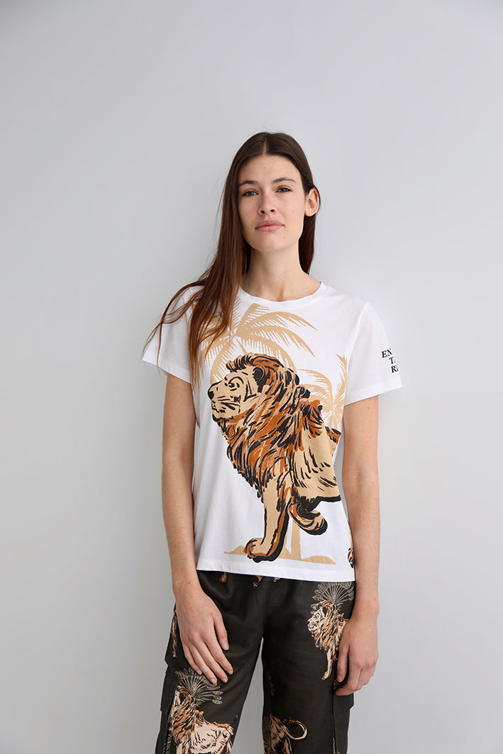 T-Shirt Lion Palms White