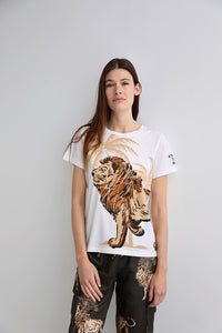T-Shirt Lion Palms White