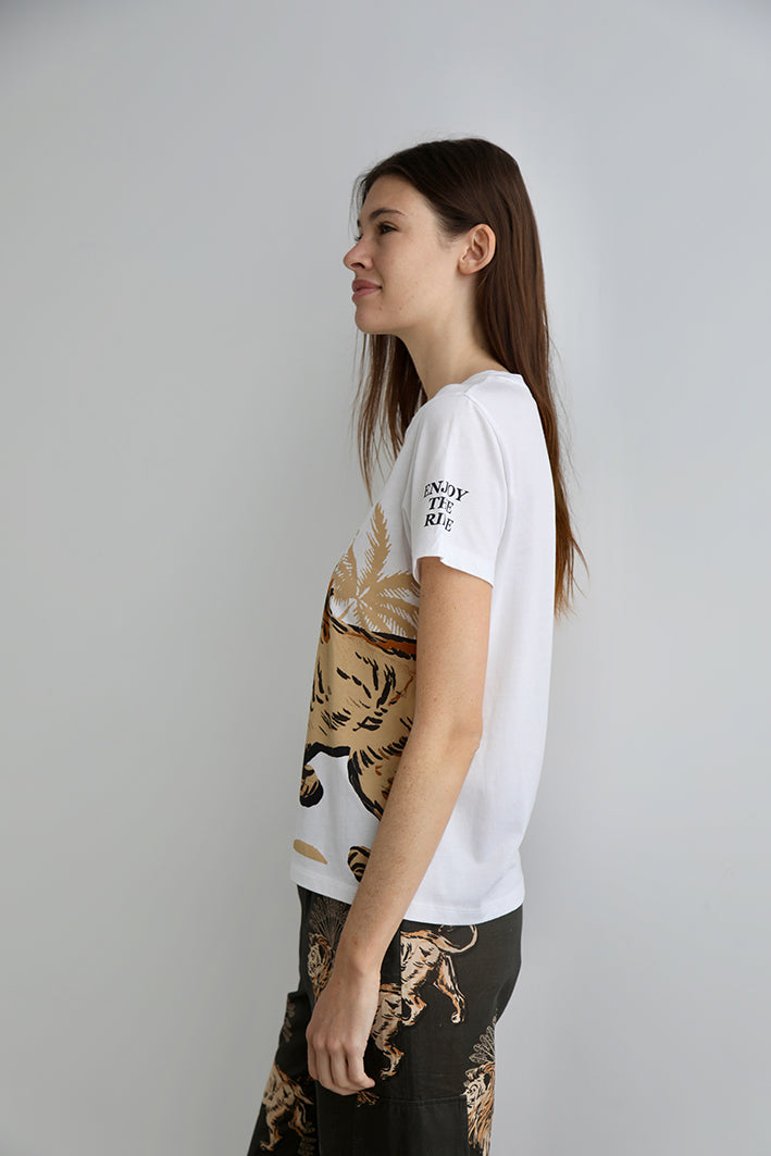 T-Shirt Lion Palms White