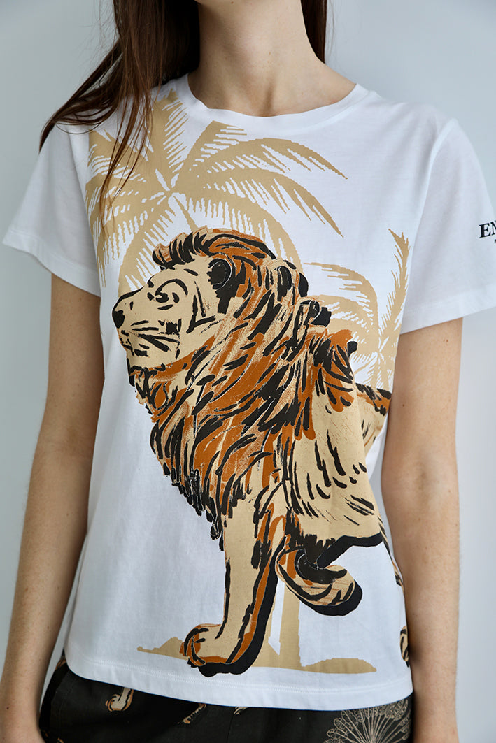 T-Shirt Lion Palms White
