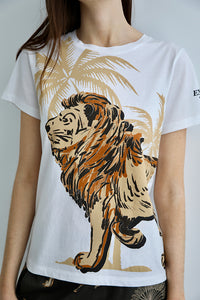T-Shirt Lion Palms White