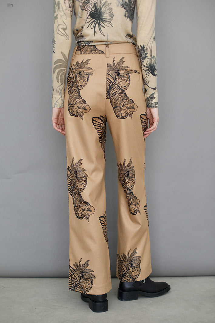 Wool Pant Toile de Jouy Beige