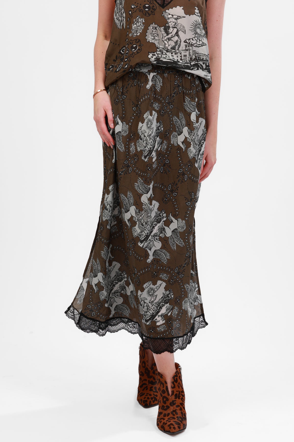 Silk Skirt Italian Coast Green | lassurenas