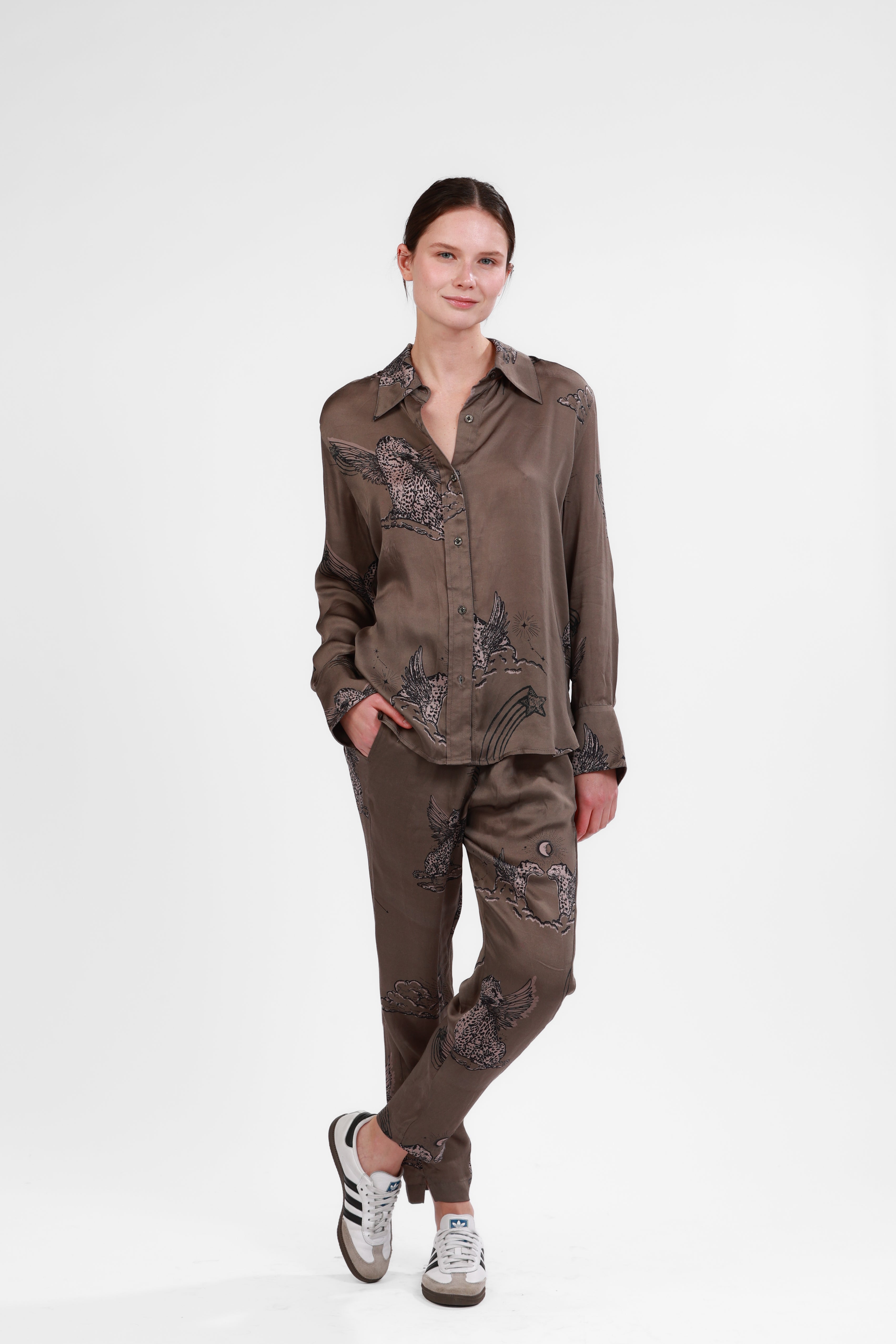 Silk Shirt Astrology Green