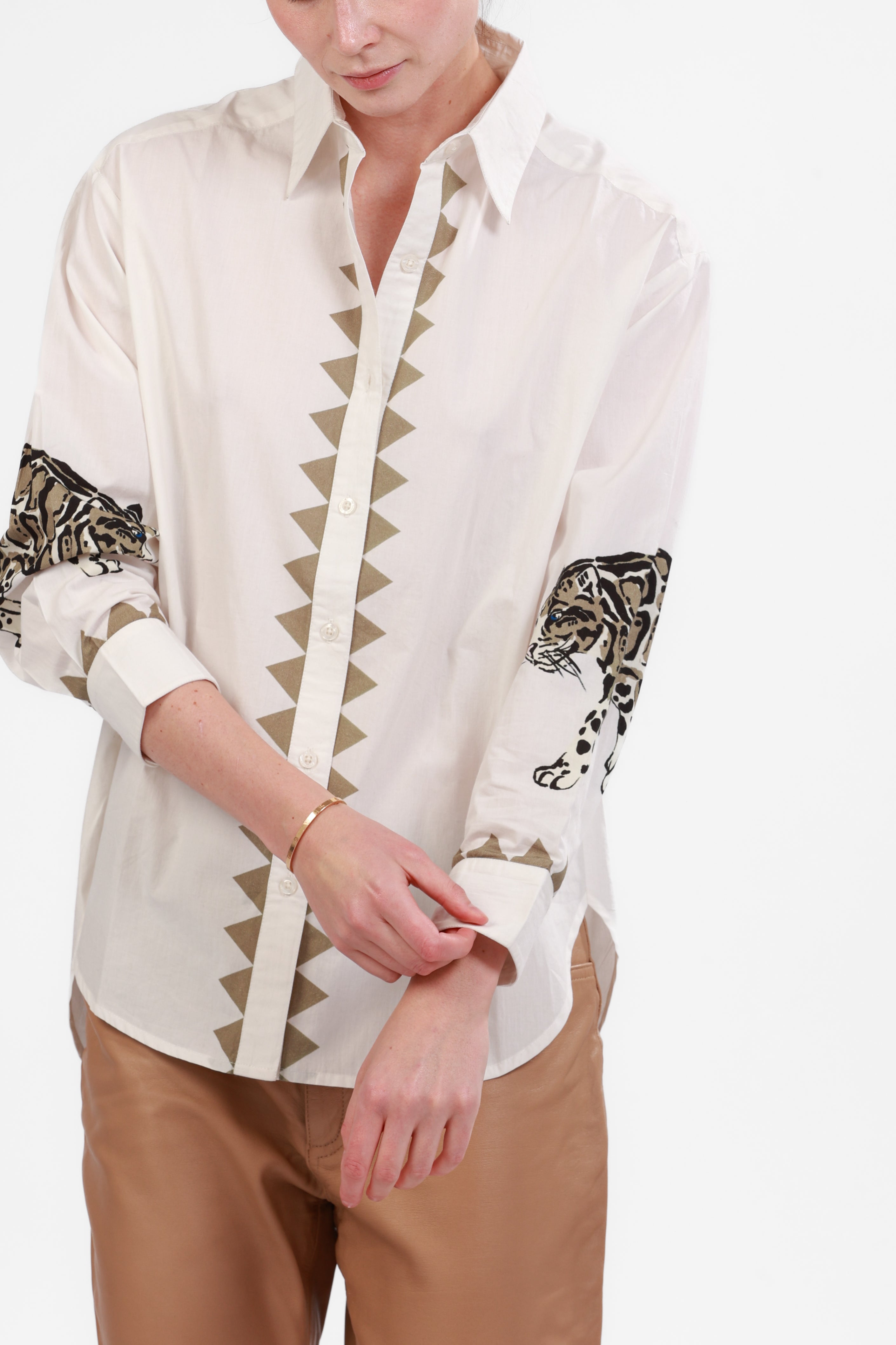 Poplin Shirt Snow Leopard White