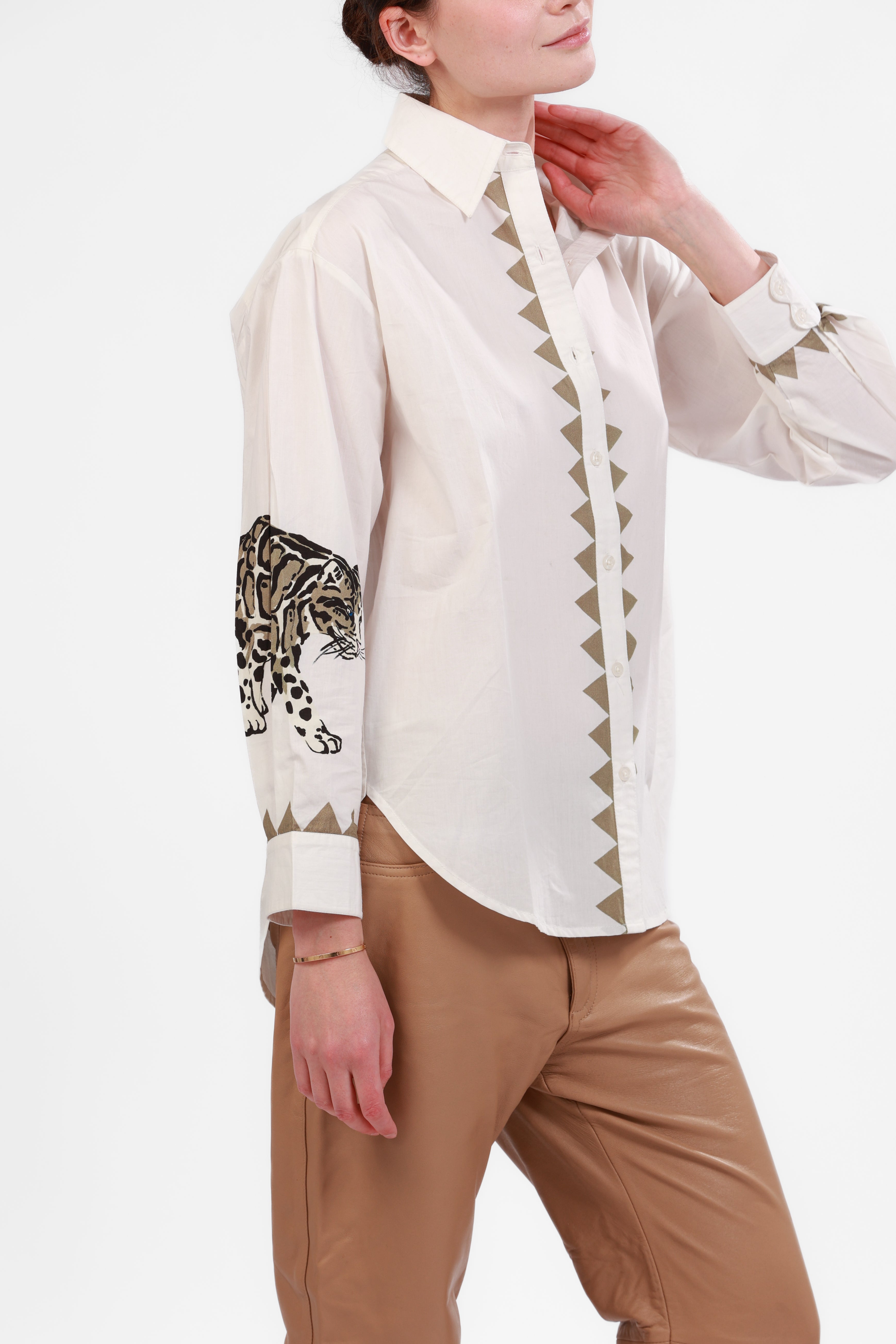Poplin Shirt Snow Leopard White