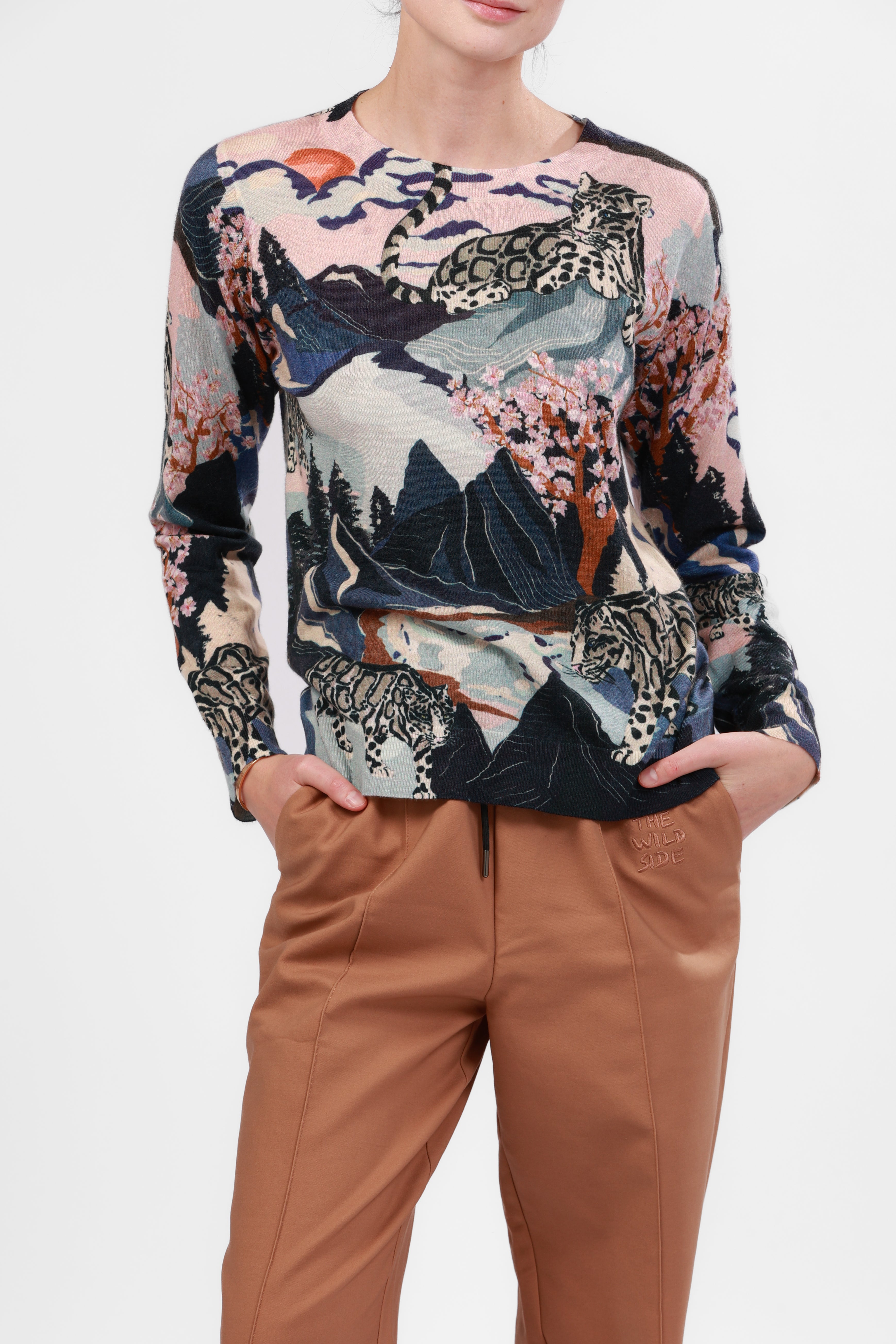 Sweater Cashmere Snow Leopard Blue