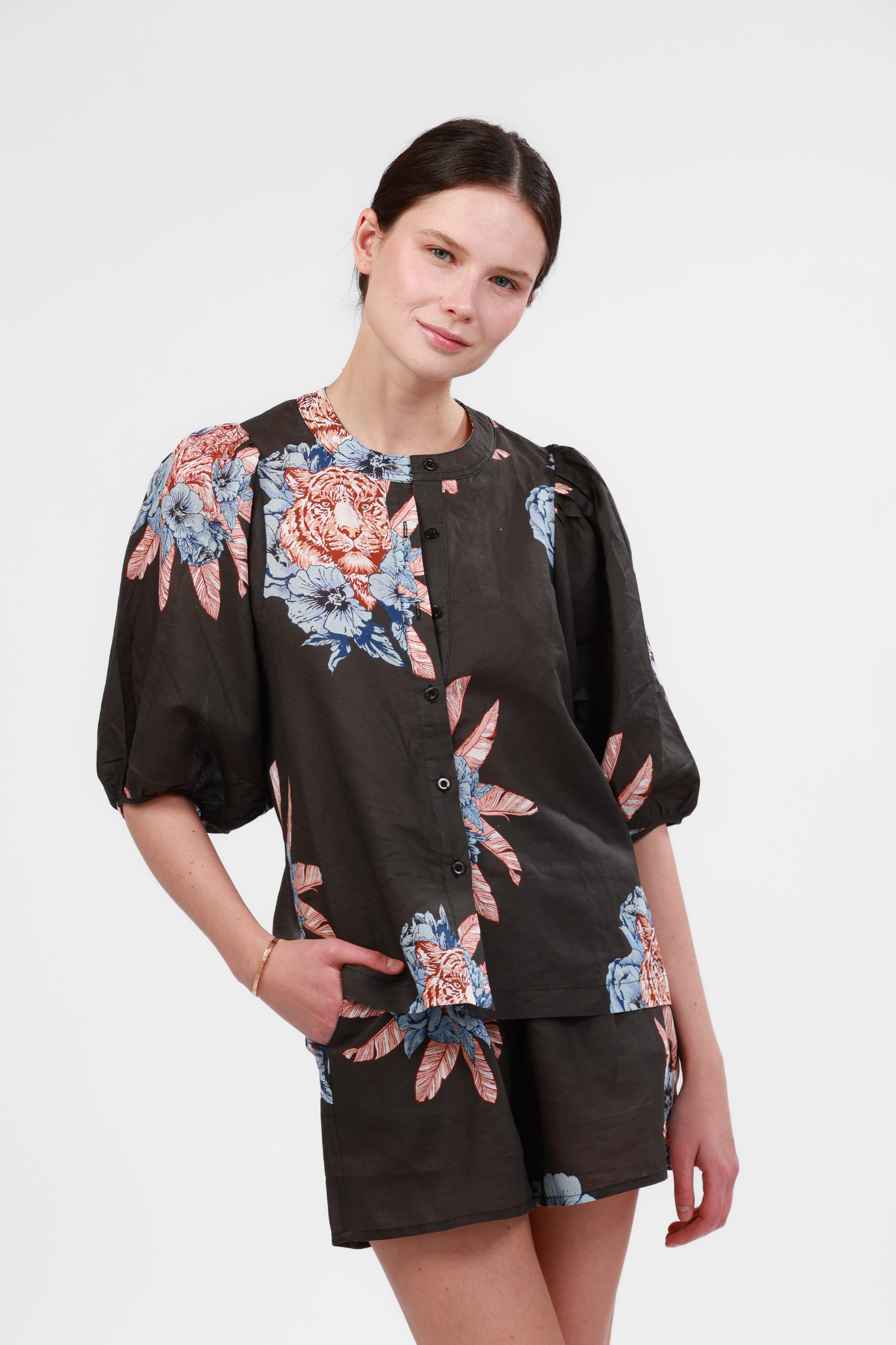 Balloon Shirt Tiger Bloom Grey