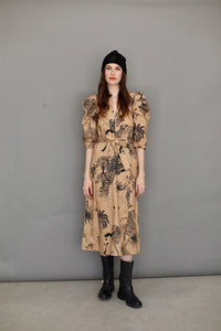 Long Dress Toile de Jouy Beige