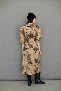 Long Dress Toile de Jouy Beige