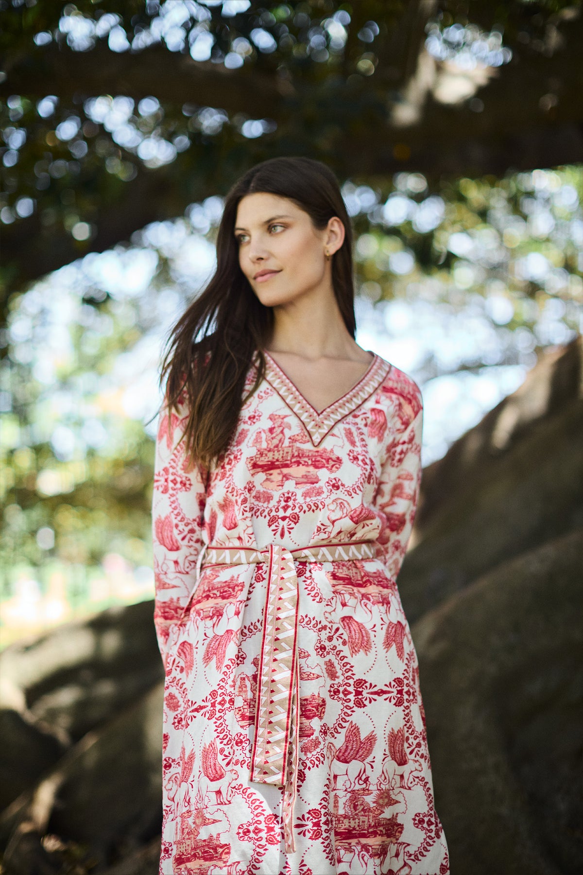 italian style maxi dress V-Neck Long Dress Italian Coast Cherry