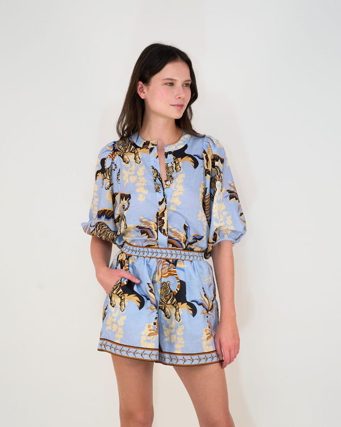 Balloon Shirt Bali Tiger Light Blue