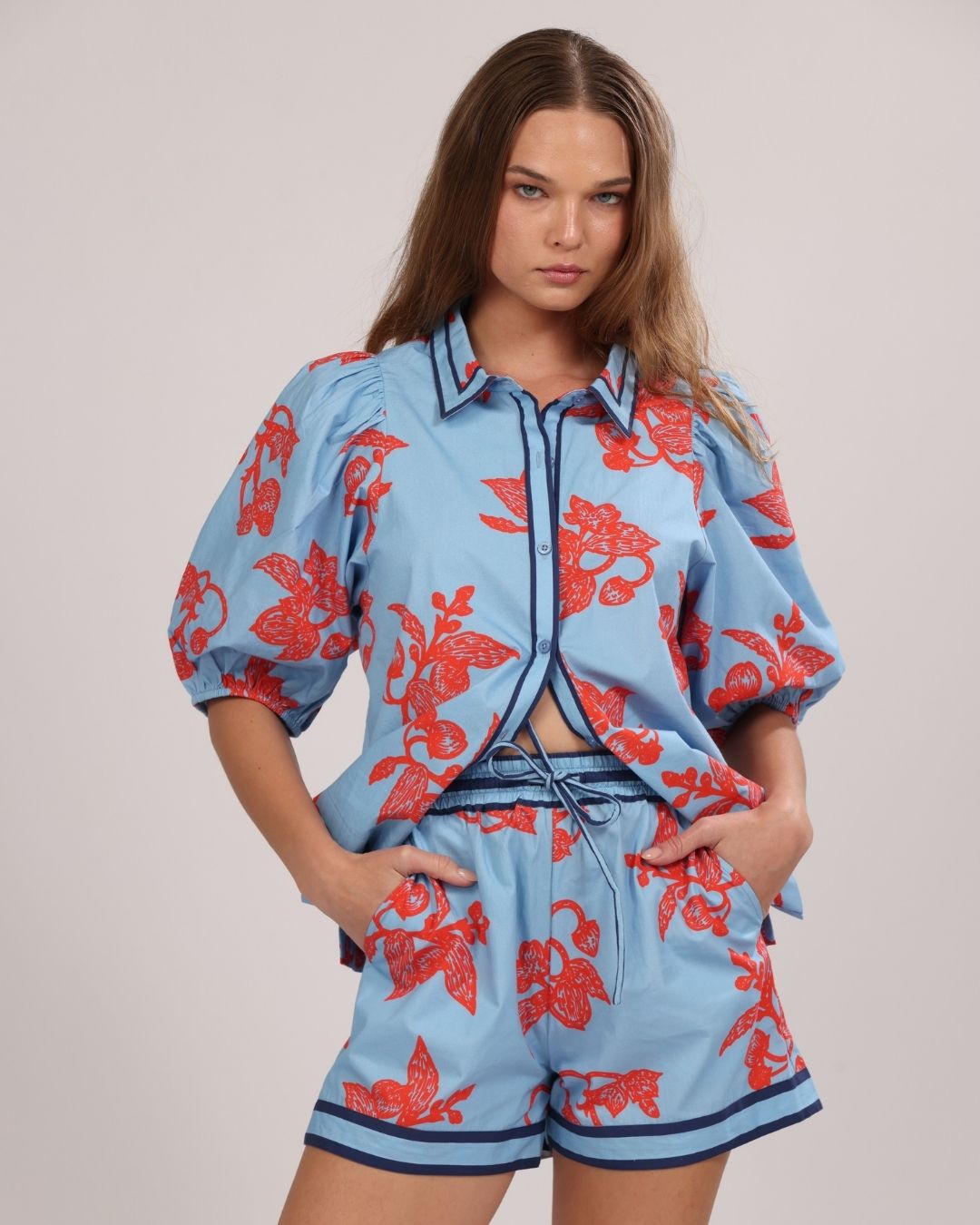 Poplin Short Fragola Light Blue