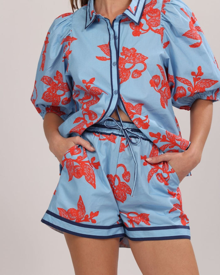 Poplin Short Fragola Light Blue