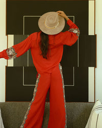Silk Shirt Lotus Tiger Red
