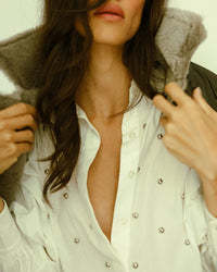 Poplin Shirt Studs White