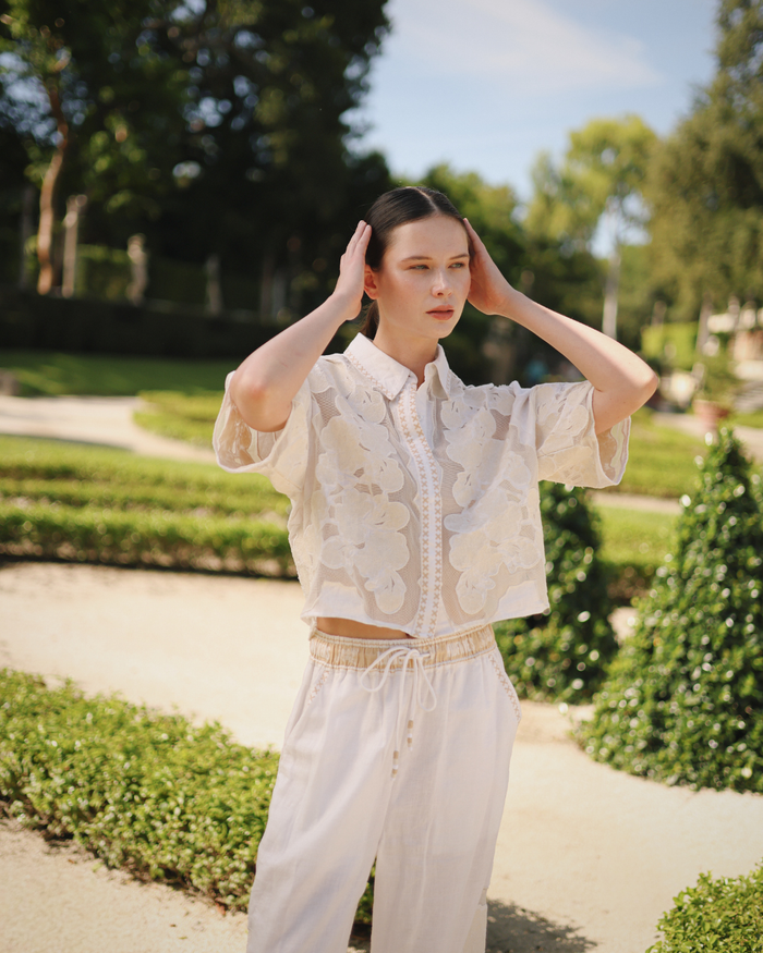 Short Shirt Wild Flower White