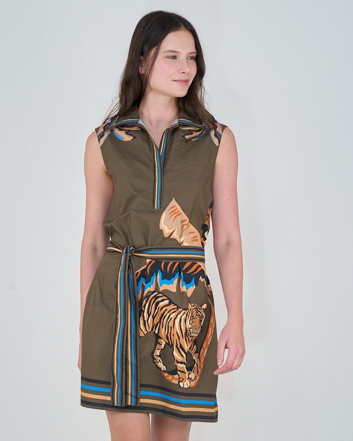 Short Dress Bali Tiger Green