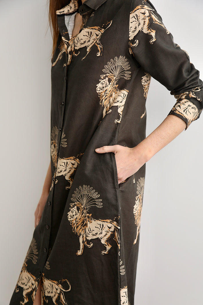 Tunic Lion Palms Grey