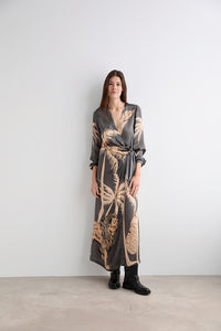 Long Dress Lion Palms Grey