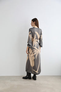 Long Dress Lion Palms Grey