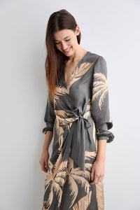 Long Dress Lion Palms Grey