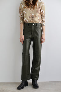 Leather Pant Cheetah Green