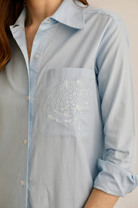 Shirt Cheetah Light Blue Poplin