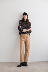 Leather Pant Cheetah Camel