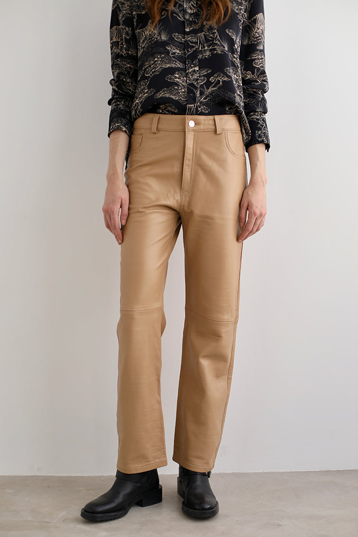 Leather Pant Cheetah Camel