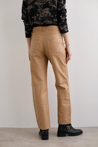 Leather Pant Cheetah Camel