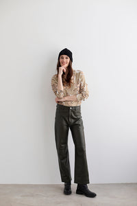 Leather Pant Cheetah Green