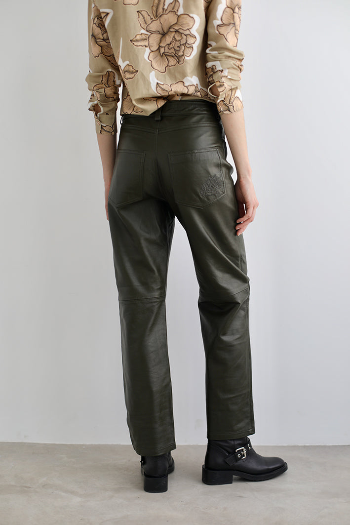 Leather Pant Cheetah Green