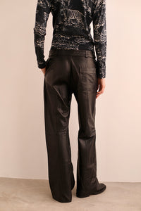 Leather Pant Cheetah Black