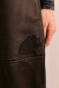 Leather Pant Cheetah Black