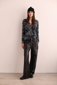 Leather Pant Cheetah Black