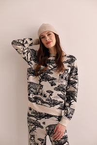 Sweater Safari White & Black