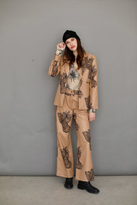 Wool Pant Toile de Jouy Beige