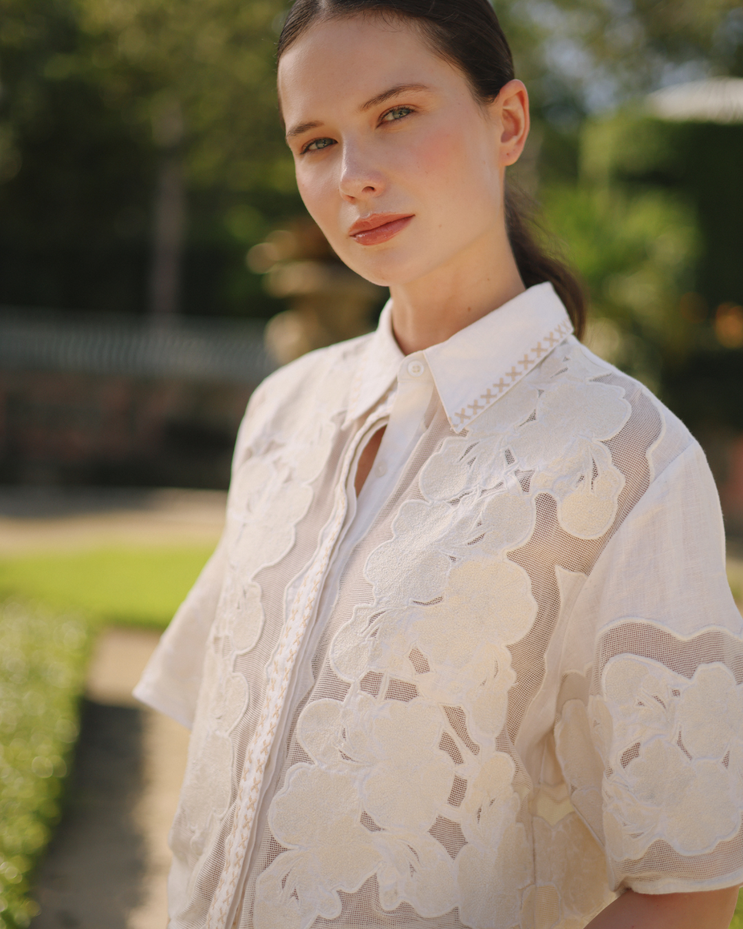 Short Shirt Wild Flower White