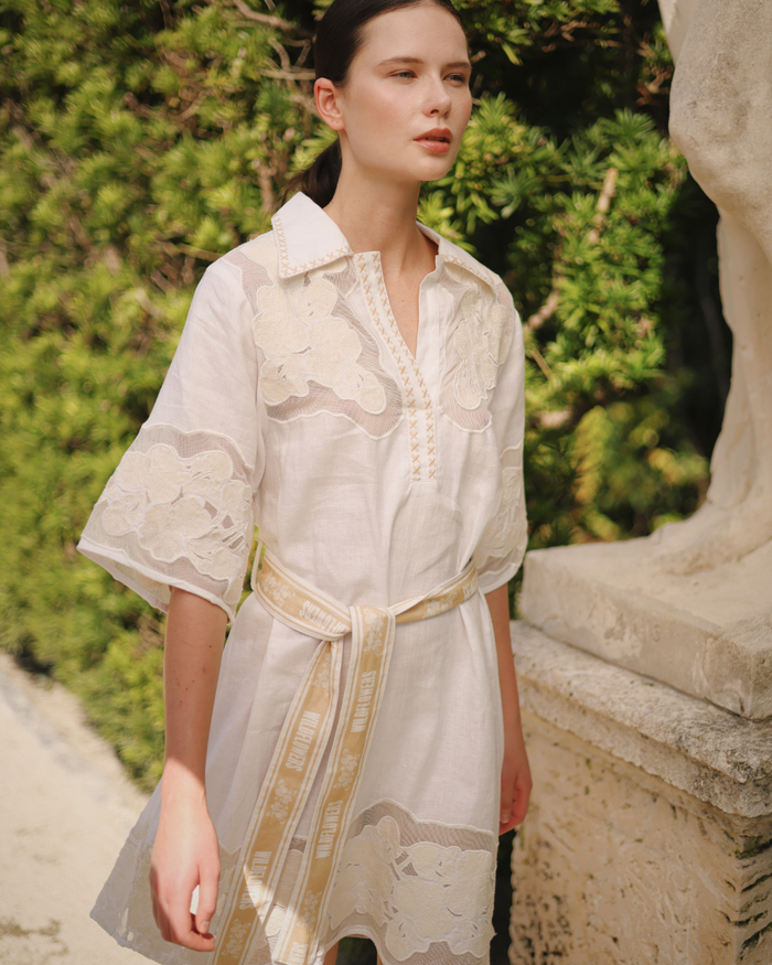 Short Dress Wild Flower White
