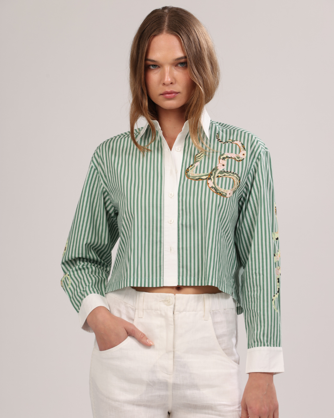 Poplin Shirt Snake Stripes