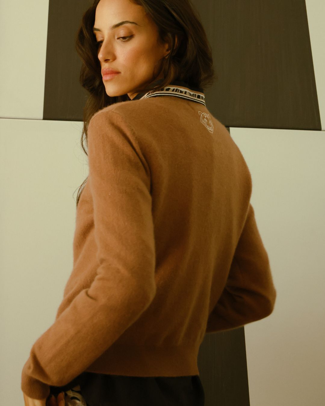 Sweater Cashmere Logo Brown