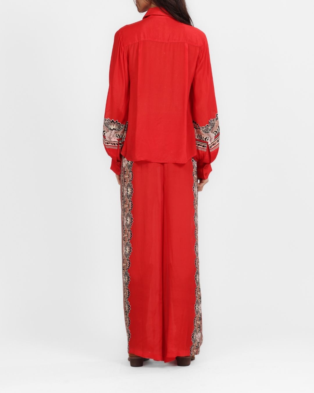Silk Pant Lotus Tiger Red