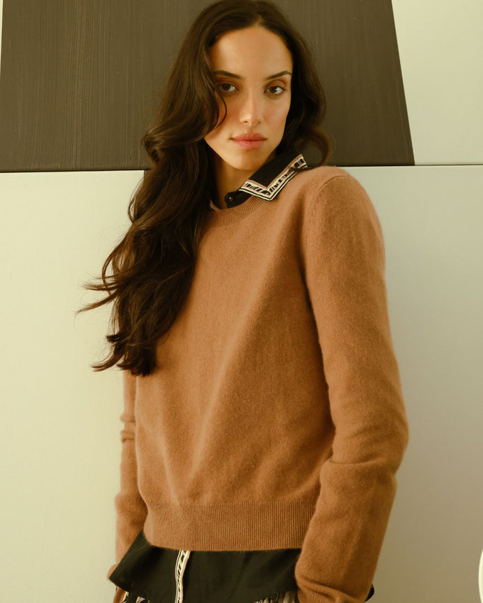 Sweater Cashmere Logo Brown