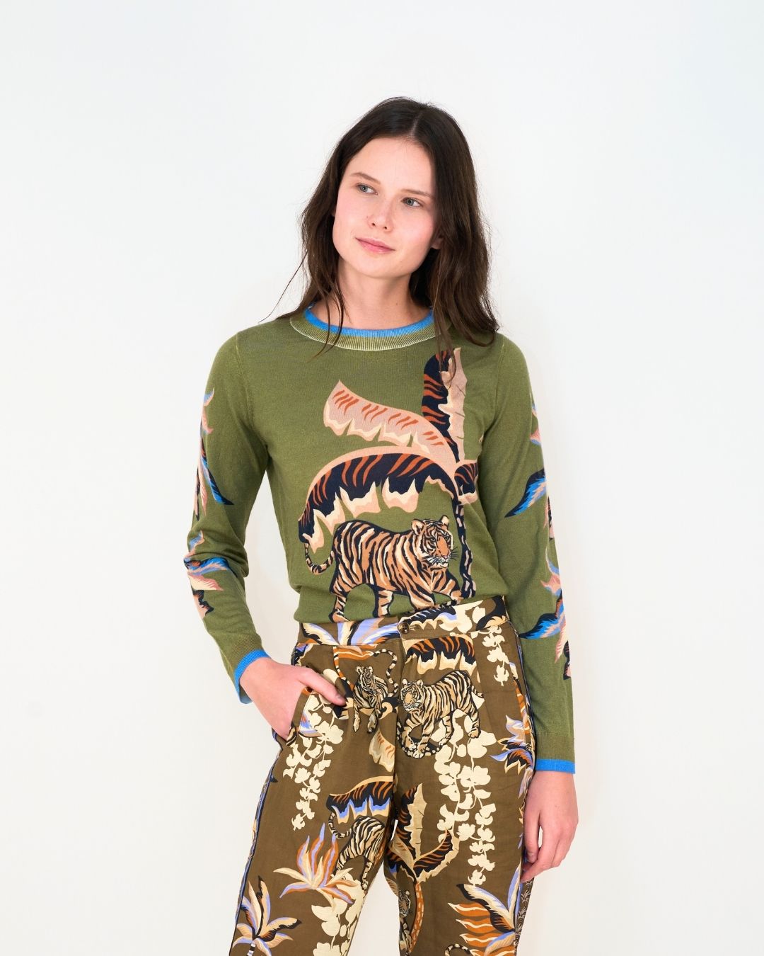 Sweater Cashmere Bali Tiger Green