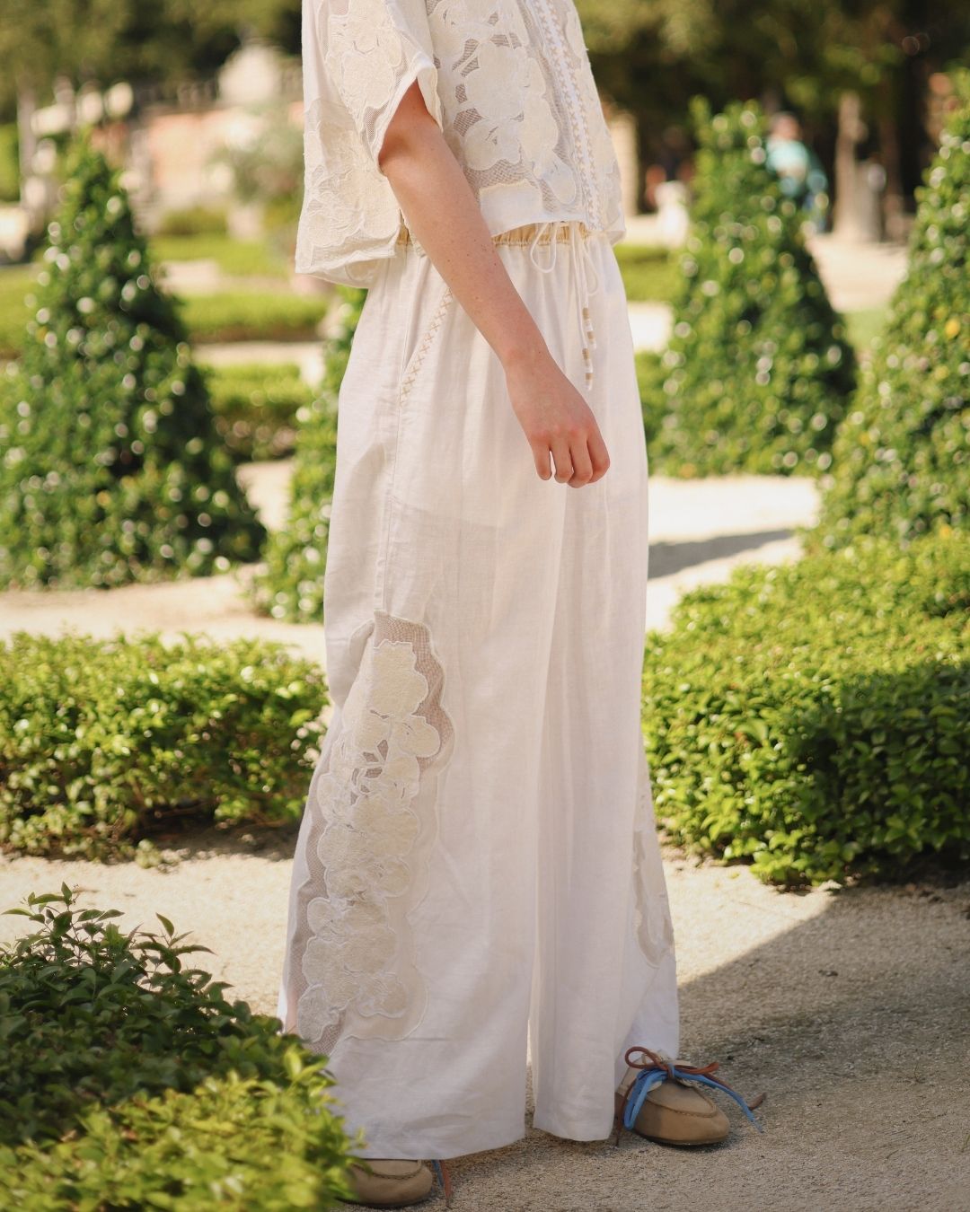 Pant Wild Flower White