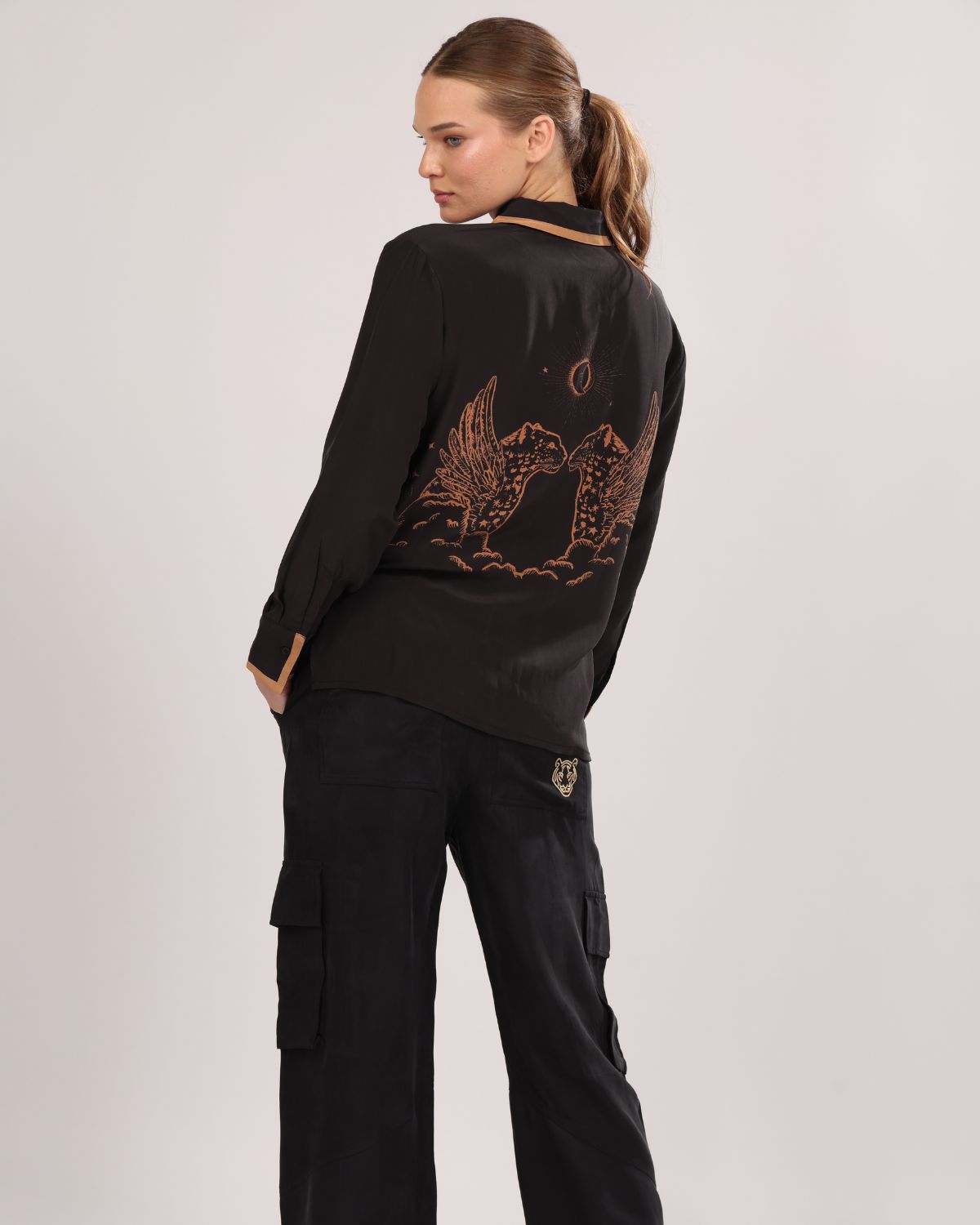 Silk Shirt Astrology Black