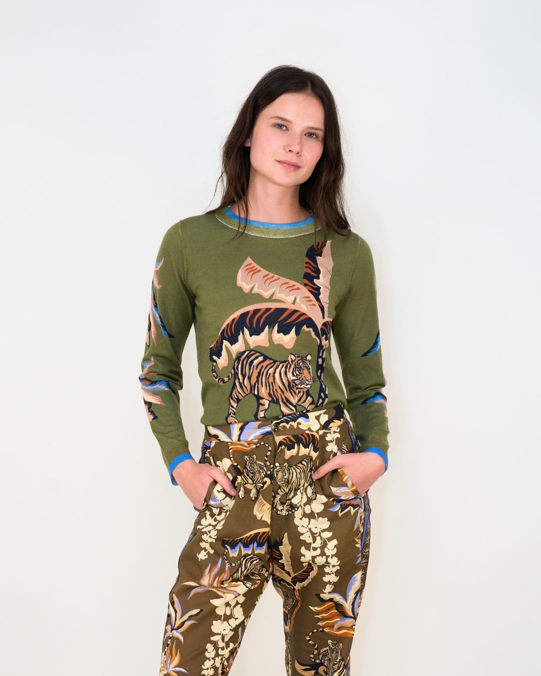 Sweater Cashmere Bali Tiger Green
