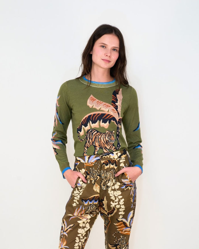 Sweater Cashmere Bali Tiger Green